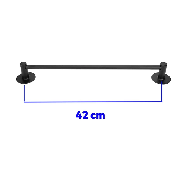 Vidalı Askılık Sağlam Askı Metal Siyah Bez Havlu Asma Askısı Aparatı 42 cm Banyo Lavabo - 2