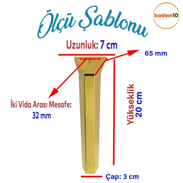 Vera Masa Puf Tabure Tv Ünitesi Konsol Koltuk Ayağı Mobilya Ayakları Metal Ayakları 20 Cm Altın - 2