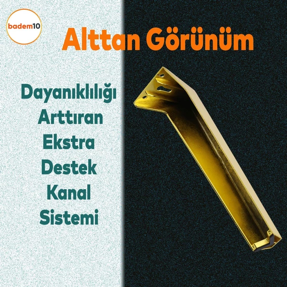 Vera Masa Puf Tabure Tv Ünitesi Konsol Koltuk Ayağı Mobilya Ayakları Metal Ayakları 20 Cm Altın - 4