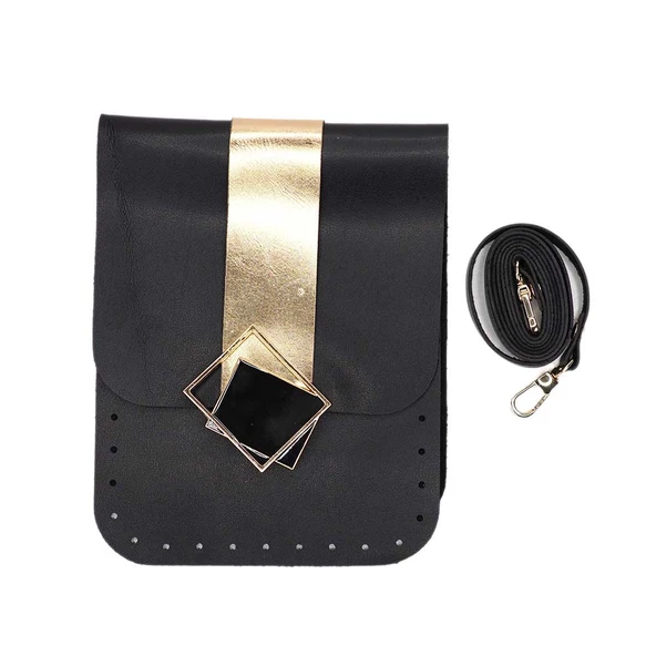 Kare Tokalı Mini Çanta Seti Gold Kancalı ürün görseli