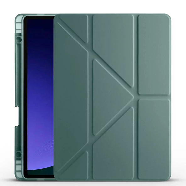 Galaxy Tab S9 Kılıf Tri Folding Kalem Bölmeli Standlı Kılıf - Resim 8
