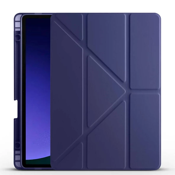 Galaxy Tab S9 Kılıf Tri Folding Kalem Bölmeli Standlı Kılıf - Resim 6