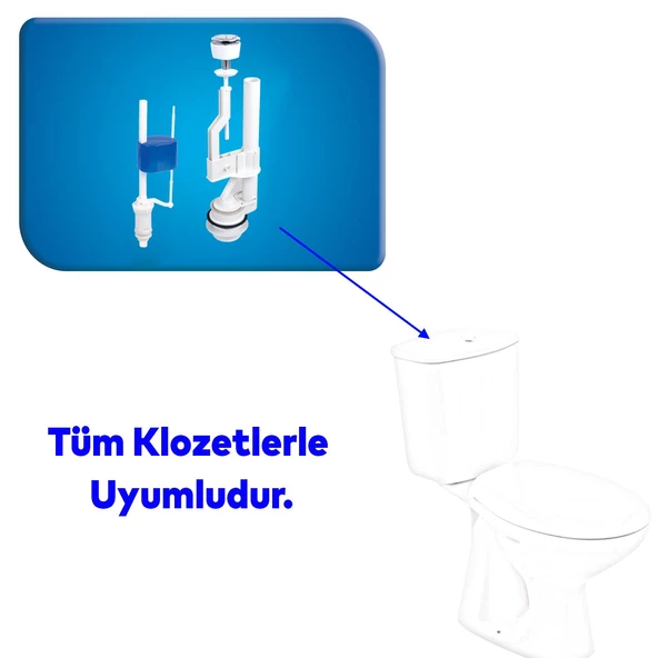 Rezervuar İç Düzenek Otomatik Su Dolum Basmalı İç Takımı Alafranga Tuvalet Klozet Sifon Çift Basma - 4