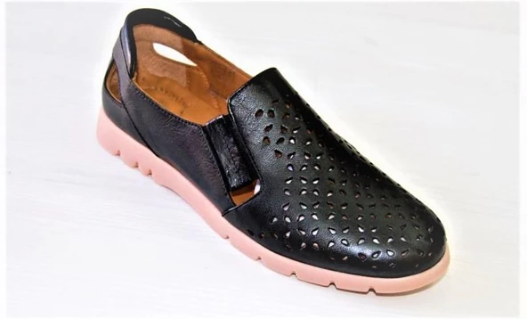 Hakiki Deri Ortopedik Taban Günlük Ayakkabı Siyah