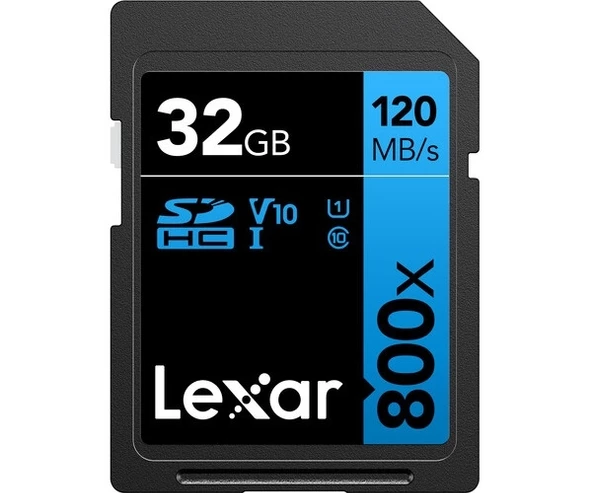 Lexar 32Gb 120Mb/s 800x C10 U1 V10 UHS-1 SD Hafıza Kartı