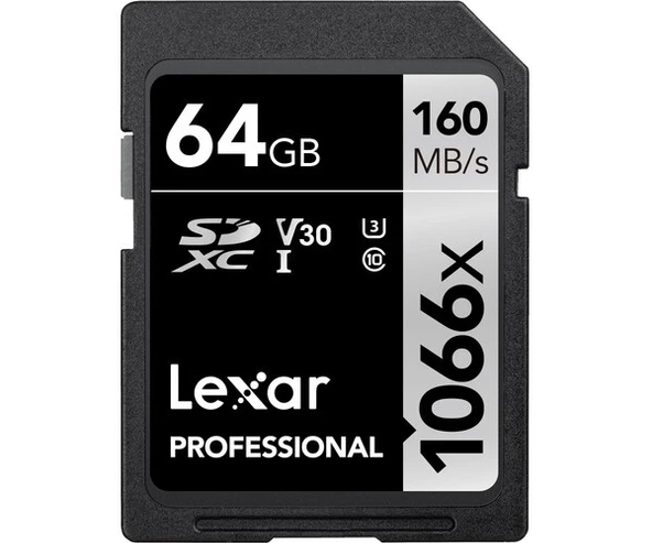 Lexar 64Gb 160Mb/s 1066x C10 V30 U3 UHS-I SDXC Prof. Hafıza Kartı