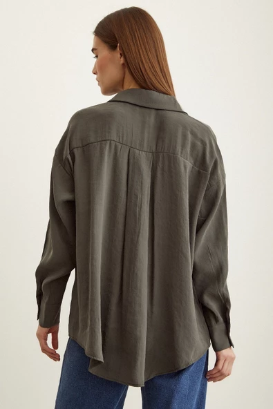 Basic Modal Gömlek Haki - Resim 4