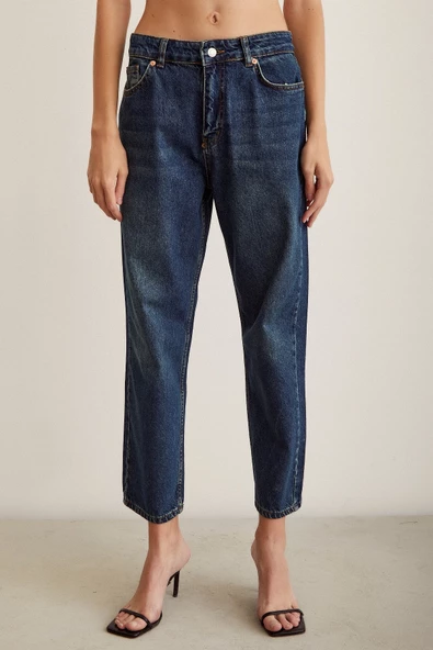 Yüksel Bel Mom Jean Lacivert - 5