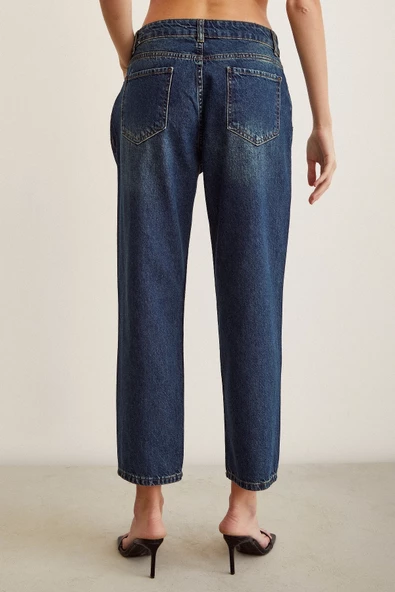 Yüksel Bel Mom Jean Lacivert - 6