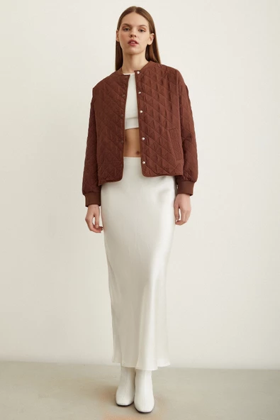 Bomber Kapitone Ceket Kahve - 2