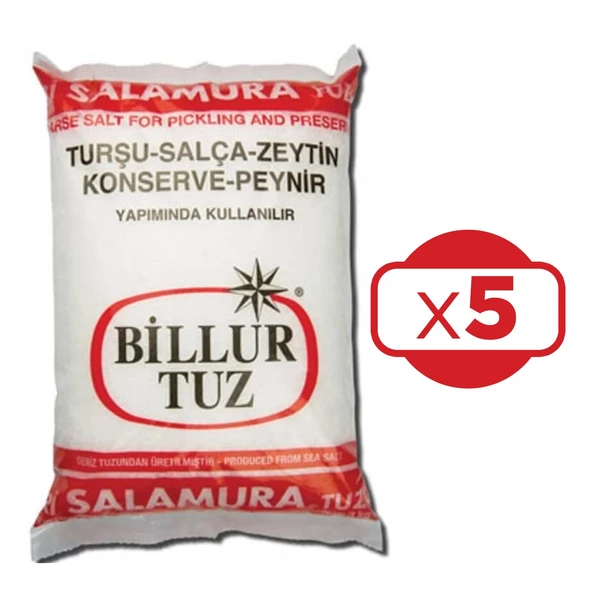 Billur İri Salamura Tuz 3000 gr x 5 Adet (15 kg)