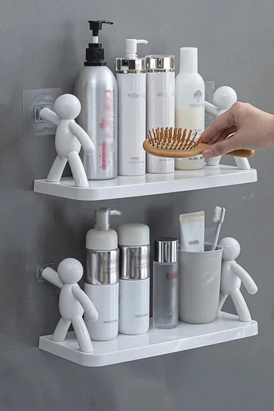 4'lü Kendinden Yapışkanlı Craft Banyo Rafı Baharatlık Mutfak Organizer Duvara Monte Raf Düzenleyici - 2