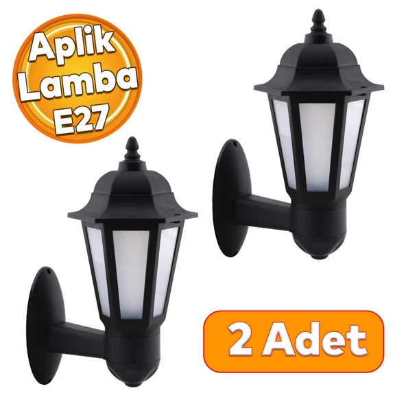 Sokak Bahçe Duvar Aplik Lamba Aydınlatma Lale Bahçe Armatürü Yandan Montaj E27 Duy Siyah Plastik ürün görseli