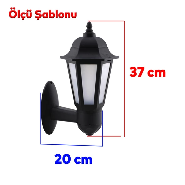 Sokak Bahçe Duvar Aplik Lamba Aydınlatma Lale Bahçe Armatürü Yandan Montaj E27 Duy Siyah Plastik - Resim 4