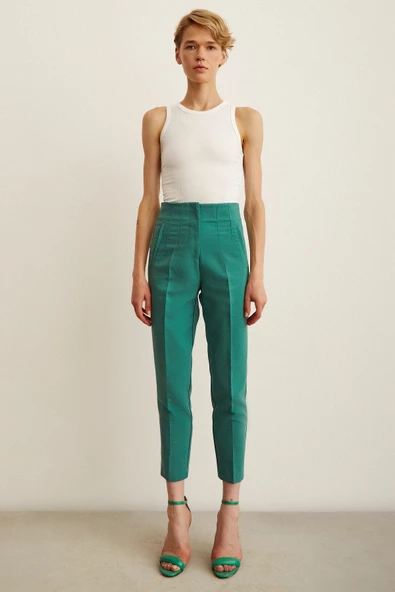 Skinny Kumaş Pantolon Yeşil - Resim 2