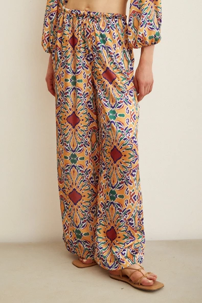 Desenli Salaş Pantolon Gold - Resim 4