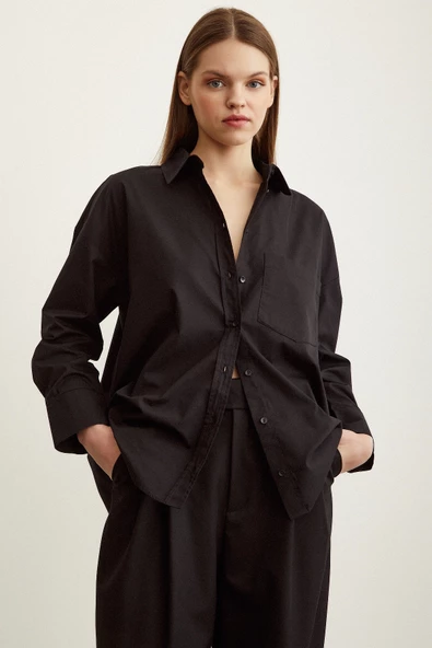 Poplin Gömlek Siyah ürün görseli