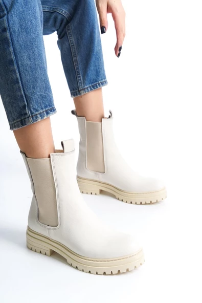 Kami Bej Mat Lastikli Hakiki Deri Günlük Orjinal Chelsea Bot - 2