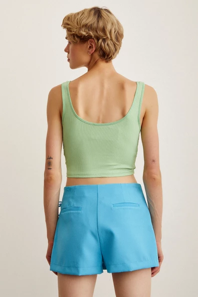 Askılı Crop Bluz Yeşil - 5
