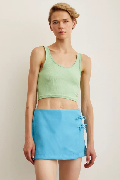 Askılı Crop Bluz Yeşil - 3