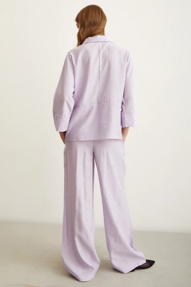 Beli Lastikli Pantolon Lila - 4