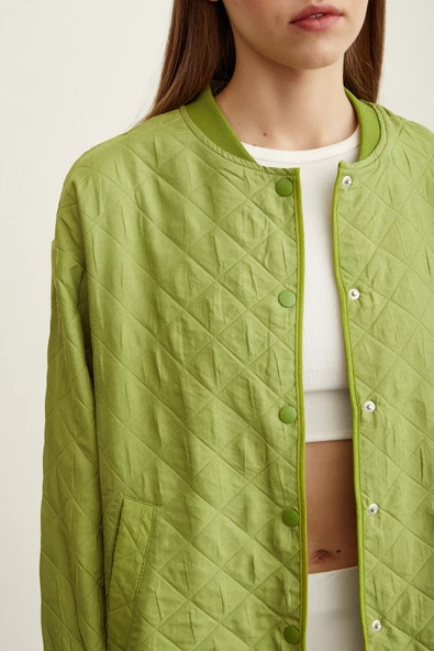 Bomber Kapitone Ceket Fıstık Yeşili - 5