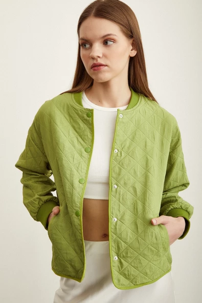 Bomber Kapitone Ceket Fıstık Yeşili - 4