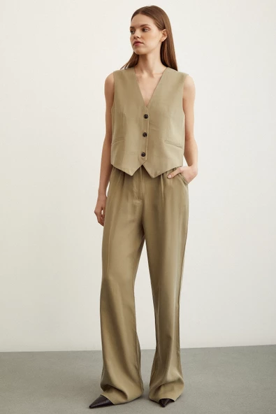 Geniş Paça Pantolon Haki ürün görseli