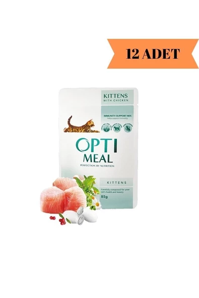 Optimeal Super Premium Kitten Tavuklu Yavru Kedi Yaş Maması 85 Gr X 12