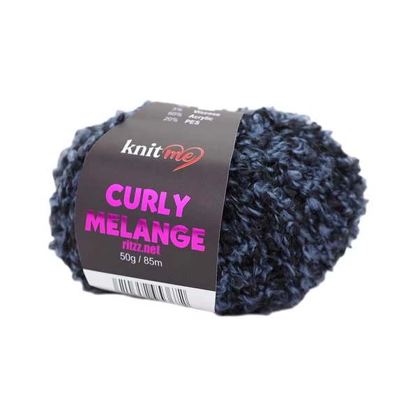 Knit Me Curly Melange KCM55 Mavi Melanj