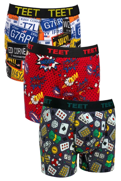 TEET Erkek Boxer Pamuklu Desenli Premium 9'lu Set - 8