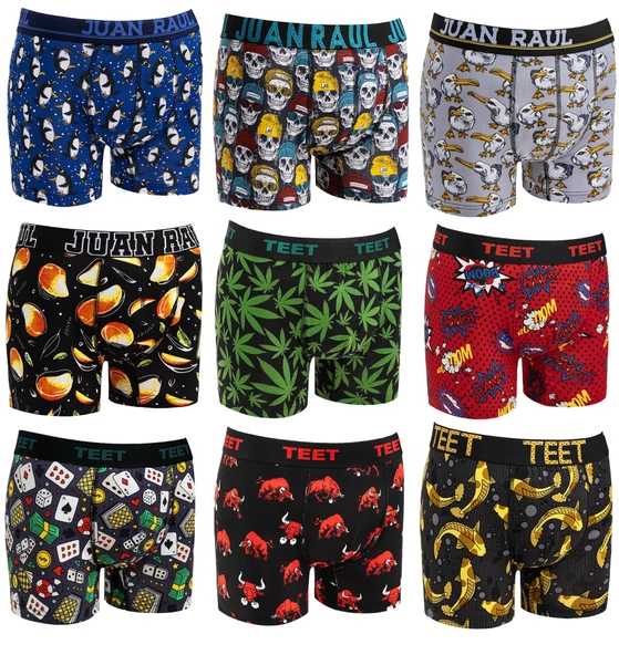 TEET Erkek Boxer Pamuklu Desenli Premium 9'lu Set - 9