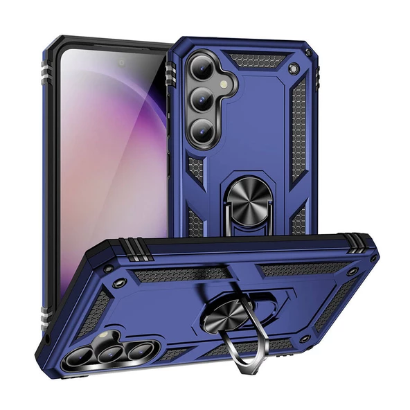 Galaxy S23 FE Kılıf Vega Yüzüklü Standlı Zırh Kılıf - Resim 4