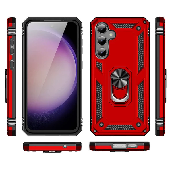 Galaxy S23 FE Kılıf Vega Yüzüklü Standlı Zırh Kılıf - Resim 5