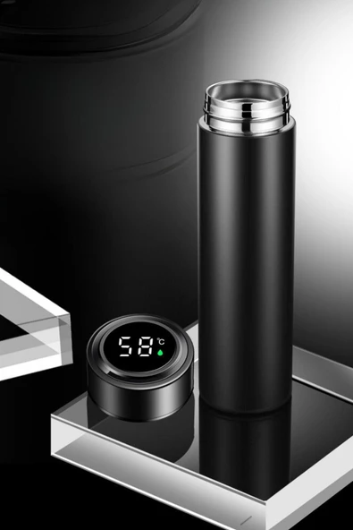 BUFFER® Paslanmaz Çelik Dijital Ekranlı Isı Yalıtımlı Akıtmaz Kapak Kahve ve Çay Termosu 500 ml - 8