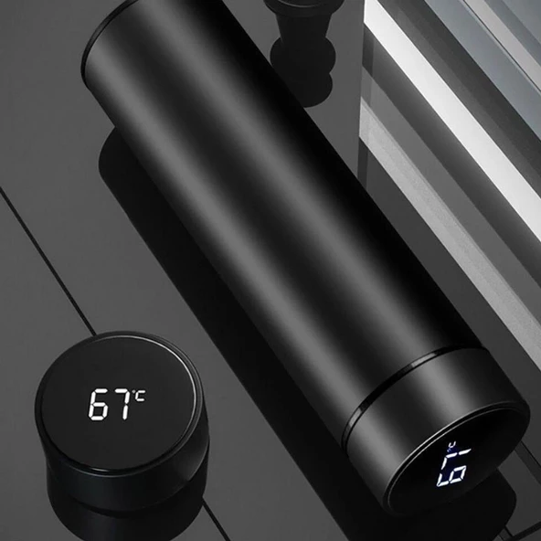 BUFFER® Paslanmaz Çelik Dijital Ekranlı Isı Yalıtımlı Akıtmaz Kapak Kahve ve Çay Termosu 500 ml - 6