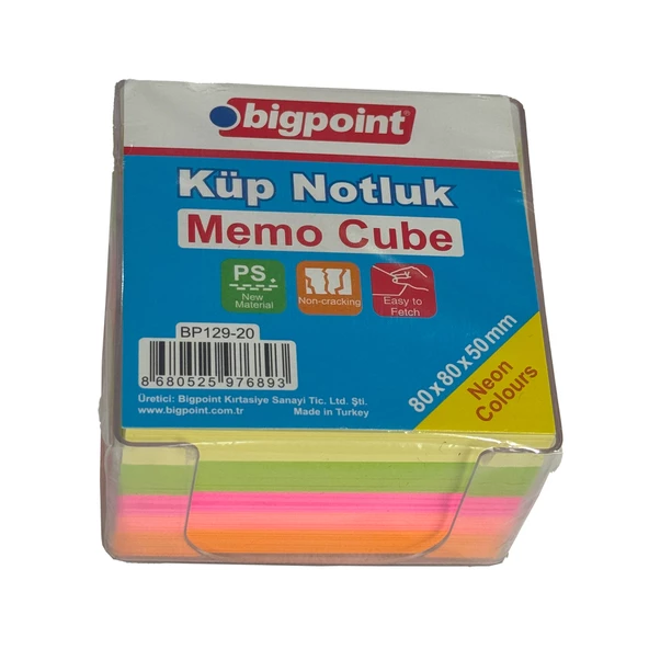 Bigpoint Akrilik Küp Notluk Neon Renkli 8x8cm - 6 Adet - 2