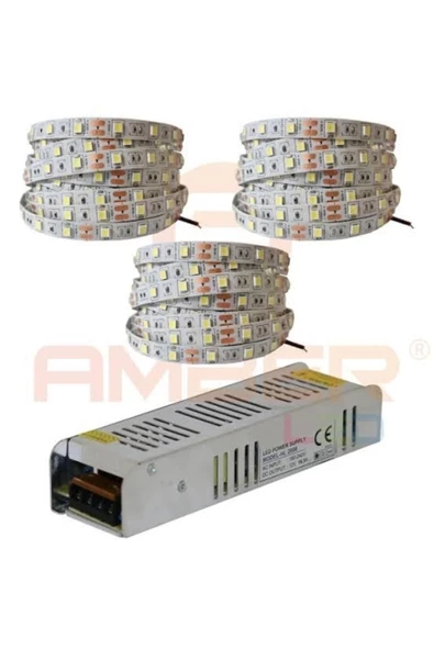 15 Metre 3 Cipli Beyaz Şerit Led Ve 25 Amper Trafo (METREDE 60 LED)