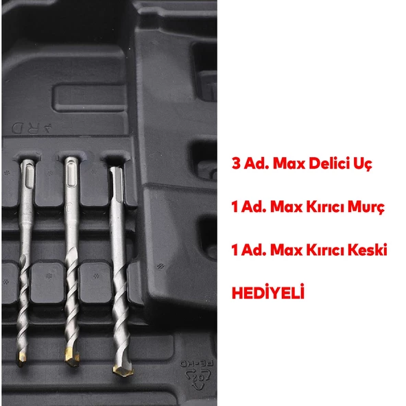 Kırıcı Delici Darbeli Matkap 1250 W Proter Metal Beton Elektropnömatik Delme Kırma Hilti 40 mm - 3