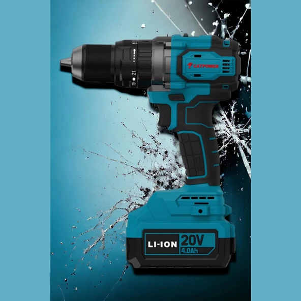 Tek Akülü 4.0 Ah Li-ion Batarya 20 Volt Çift Vitesli 2.0 Ah Darbeli Vidalama Kömürsüz 13 mm Mandren - 3