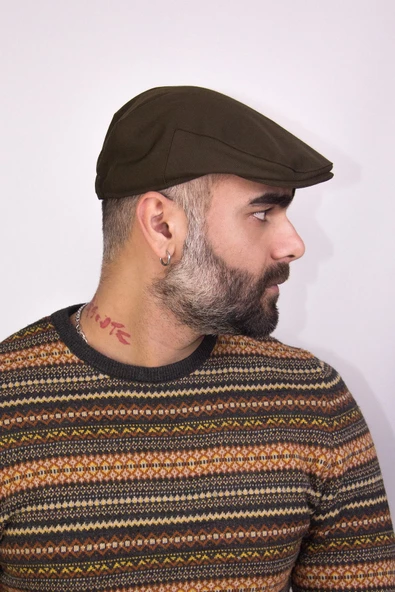 erkek kasket şapkası-7813-haki - Resim 3