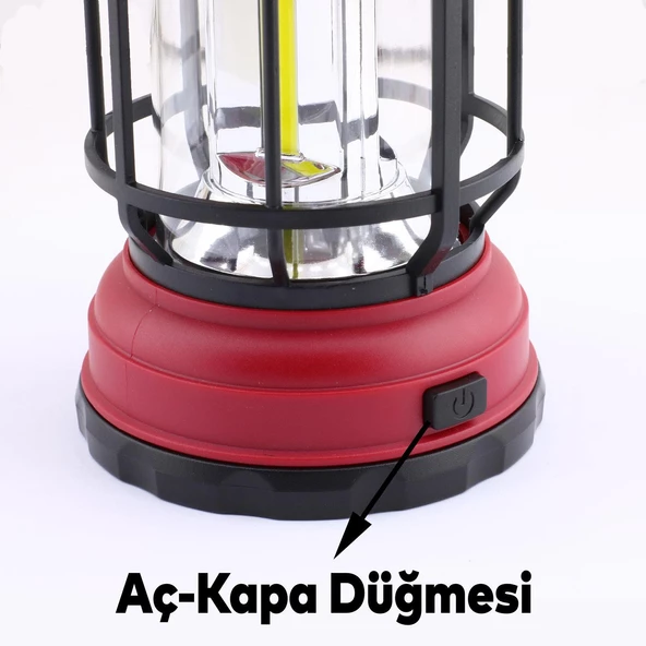 Blanca Dekoratif Kamp Lambası Ledli Beyaz Işıklı El Feneri Pilli Işıldak Portatif Gece Lamba Kırmızı - 5