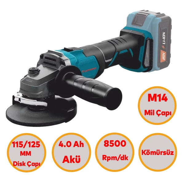 Catpower 4235 Akülü Kömürsüz Li-ion 20 V 4.0 Ah Batarya Avuç Taşlama Kırıcı Delici Darbeli Vidalama - 5