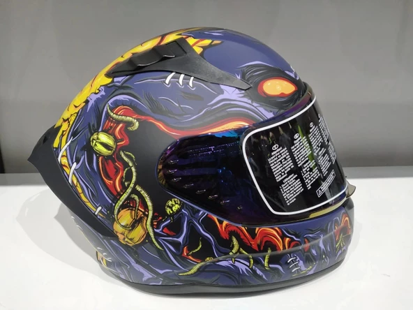 KASK MTS PRO 801 ZOMBİ GÜNEŞ GÖZLÜKLÜ ORANGE/BLUE - Resim 3