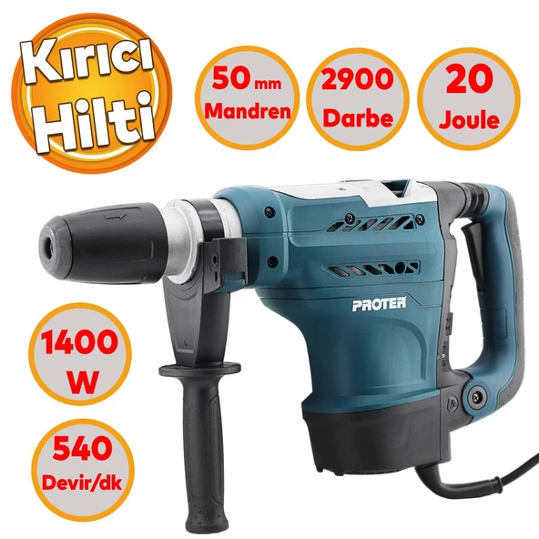 Kırıcı Delici Darbeli Matkap 1400 W Proter Metal Beton Elektropnömatik Delme Kırma Hilti 50 mm ürün görseli