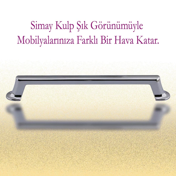 Simay Mobilya Mutfak Dolabı Çekmece Dolap Kapak Kulpu Düz Metal Kulp Kulbu Kulpu 160 mm Krom - Resim 3