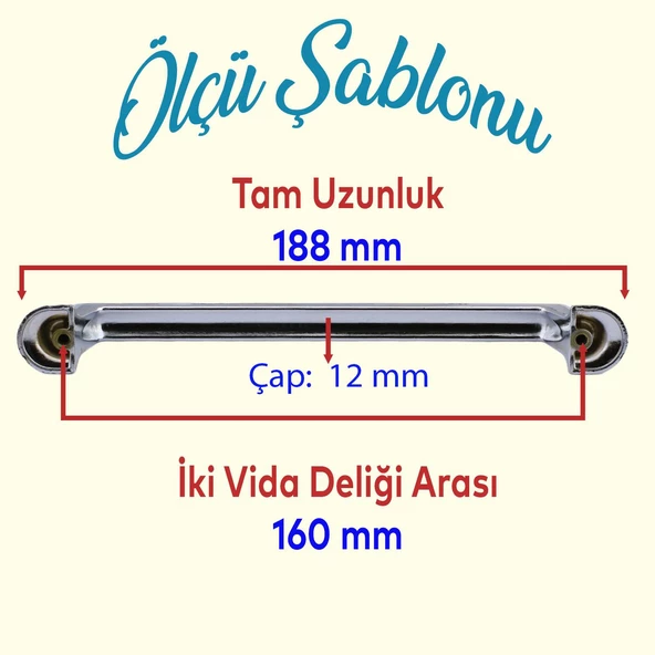 Simay Mobilya Mutfak Dolabı Çekmece Dolap Kapak Kulpu Düz Metal Kulp Kulbu Kulpu 160 mm Krom - Resim 2