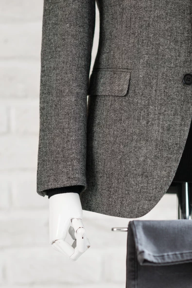 Apartro Sivri Yaka Regular Fit Çift Yırtmaç Astarlı Kışlık Kumaş Erkek Tek Ceket - 8