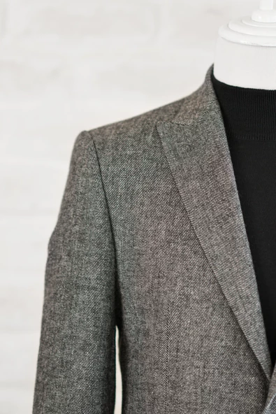 Apartro Sivri Yaka Regular Fit Çift Yırtmaç Astarlı Kışlık Kumaş Erkek Tek Ceket - 7