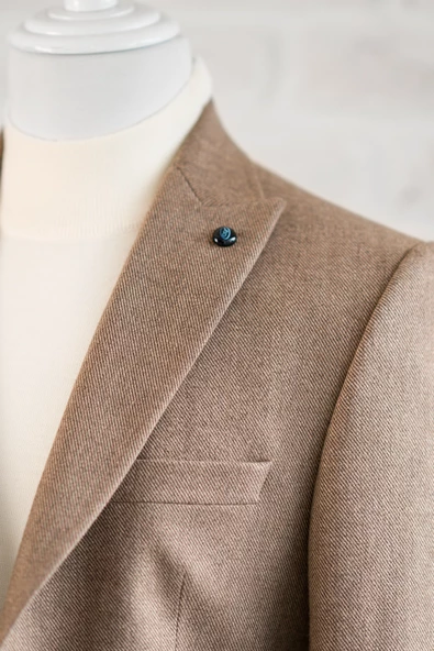 Apartro Sivri Yaka Regular Fit Çift Yırtmaç Astarlı Kışlık Kumaş Erkek Tek Ceket - 3